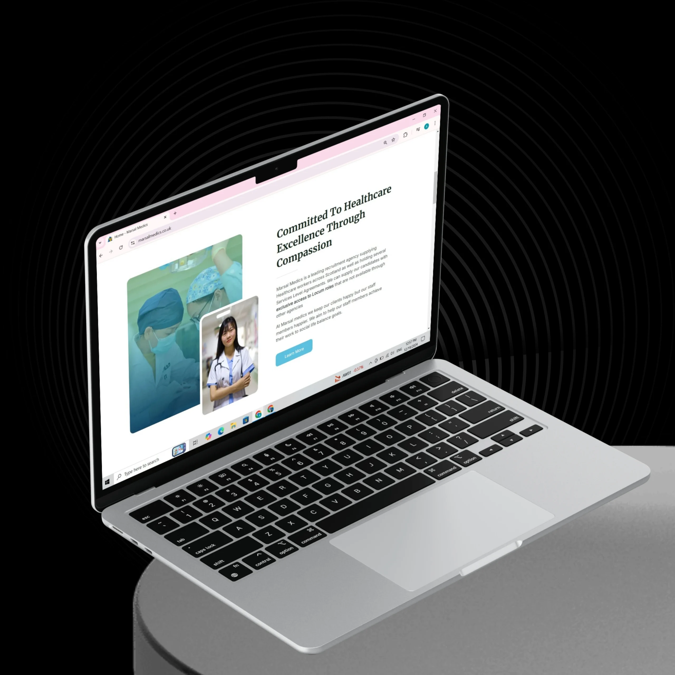 Marsal Medics homepage hero introducing the healthcare recruitment agency