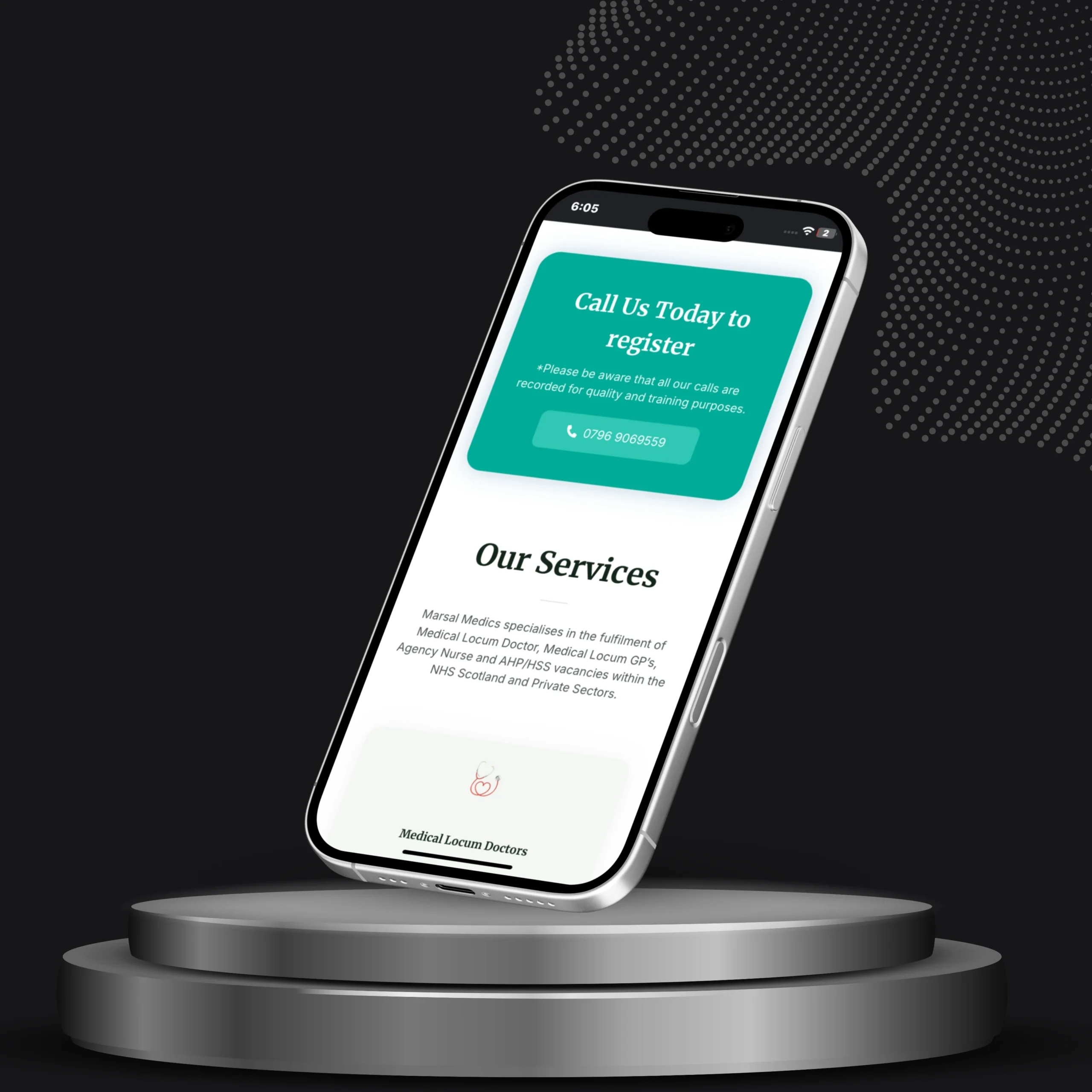 Marsal Medics WordPress website shown across desktop and mobile after launch